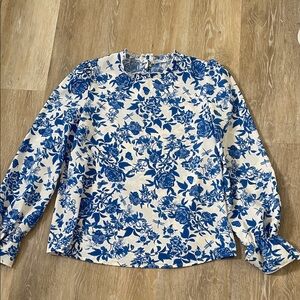 Floral Blue and White Women's Top